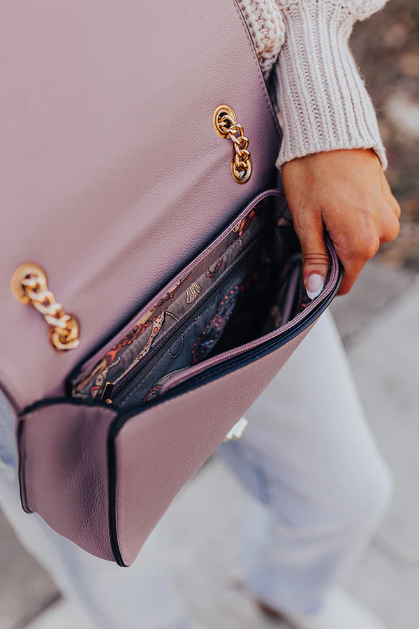Moves To Make Faux Leather Crossbody In Dusty Purple - Image 3