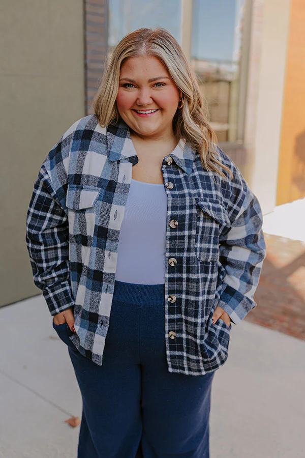 Nantucket Chill Plaid Jacket In Blue Curves - Image 3