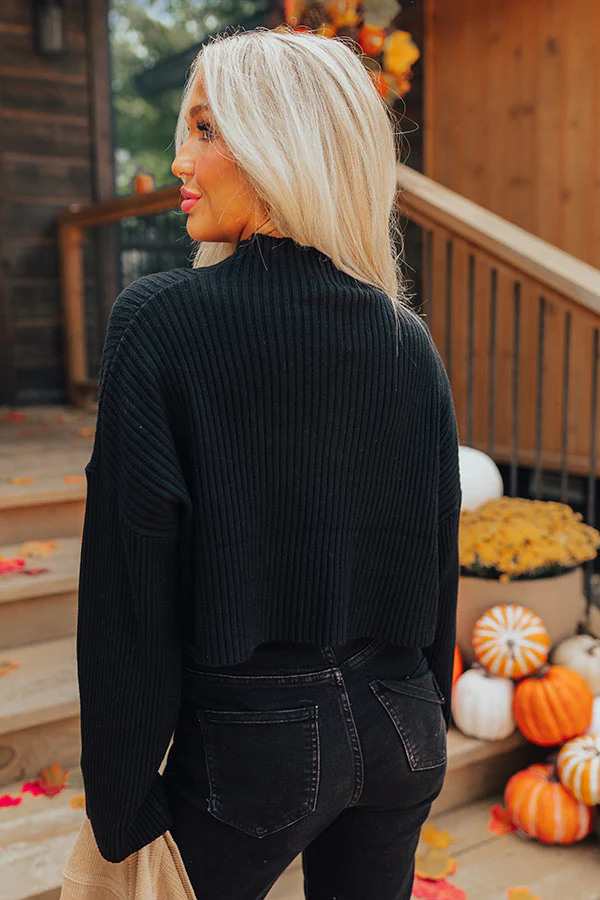 Nantucket Chill Ribbed Sweater Top In Black - Image 4