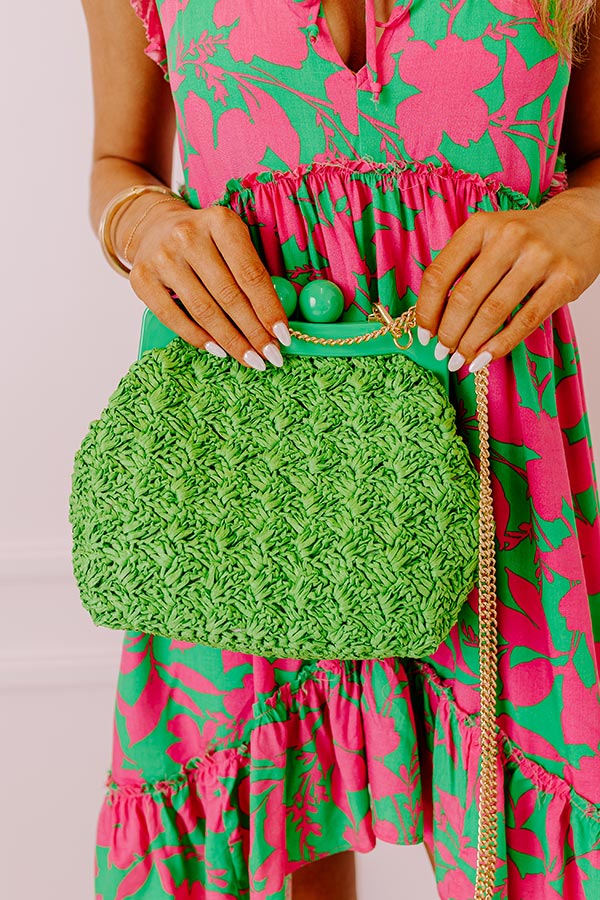 Naomi Woven Crossbody In Kelly Green - Image 2