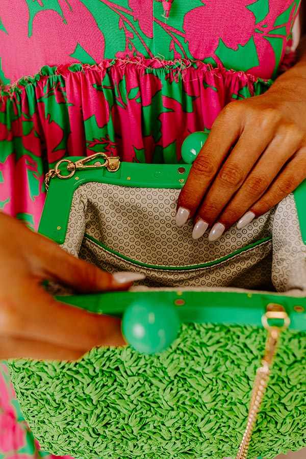 Naomi Woven Crossbody In Kelly Green - Image 3