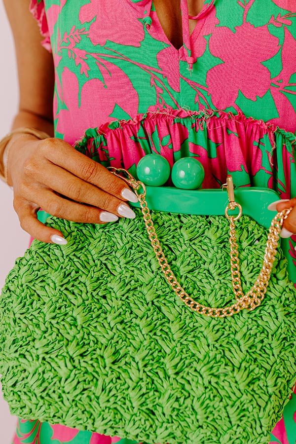 Naomi Woven Crossbody In Kelly Green - Image 4