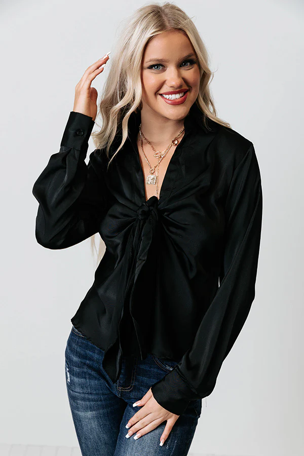 Nashville Lights Front Tie Top In Black - Image 4