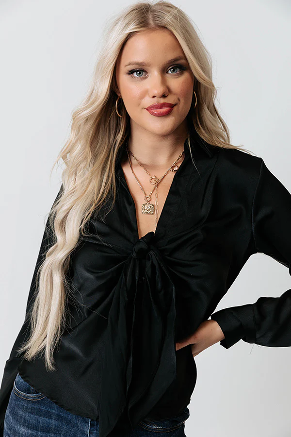 Nashville Lights Front Tie Top In Black - Image 5