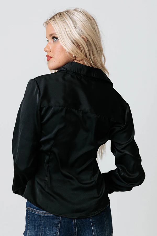 Nashville Lights Front Tie Top In Black - Image 6