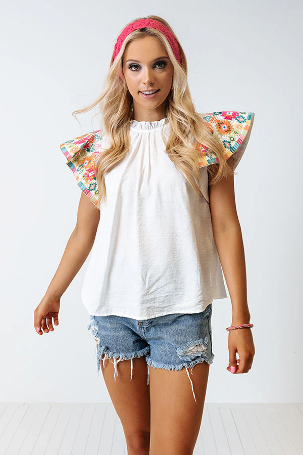 Near To Paradise Embroidered Shift Top In White - Image 6