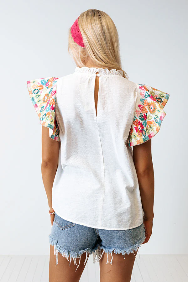 Near To Paradise Embroidered Shift Top In White - Image 8