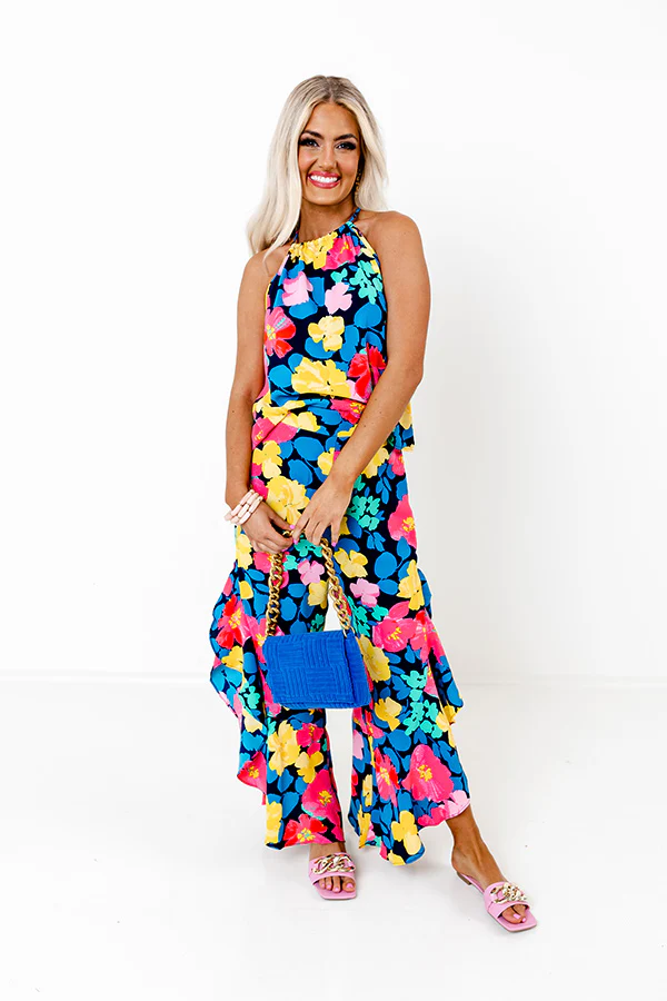 Neon Lights High Waist Floral Pants - Image 3