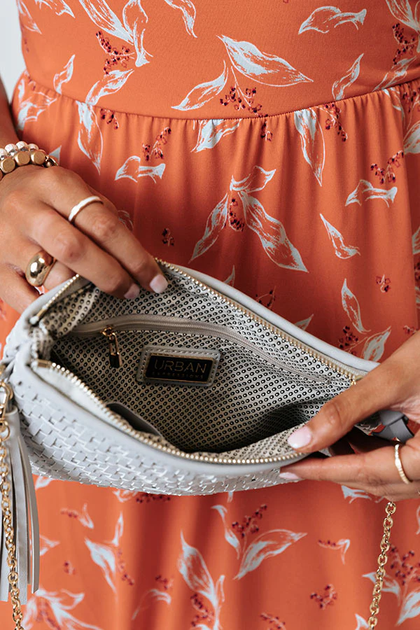 New Attention Woven Clutch In Grey - Image 5
