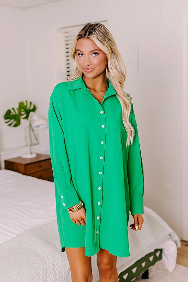 New Moon Night Shift Dress In Green - Image 3