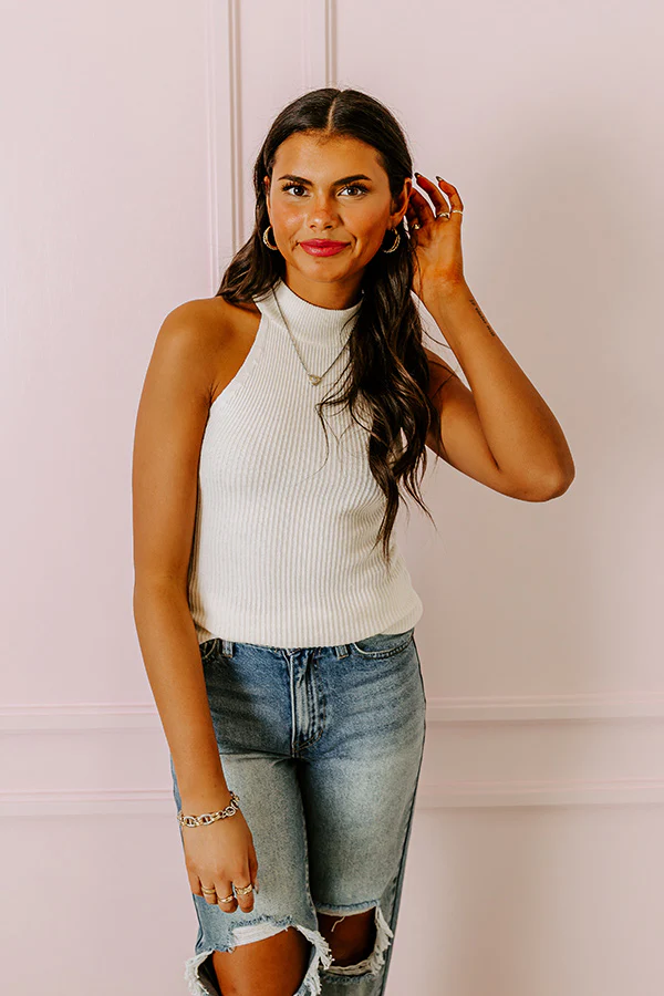 New York Grove Ribbed Top In Ivory - Image 3