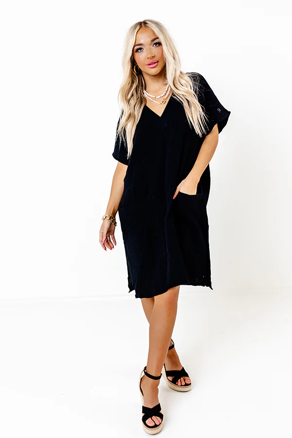 Newport Look Shift Dress in Black - Image 2