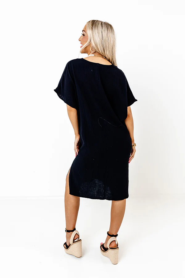 Newport Look Shift Dress in Black - Image 3
