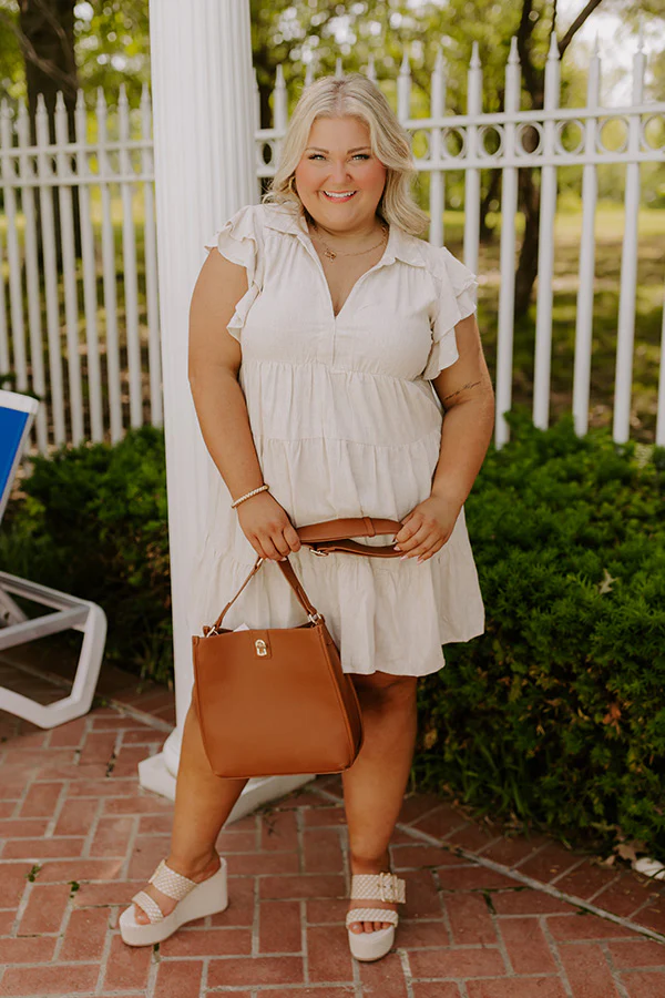 Newsworthy Style Linen-Blend Babydoll Dress In Stone Curves - Image 2
