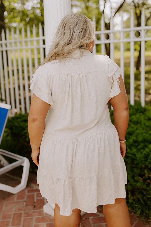 Newsworthy Style Linen-Blend Babydoll Dress In Stone Curves - Image 4