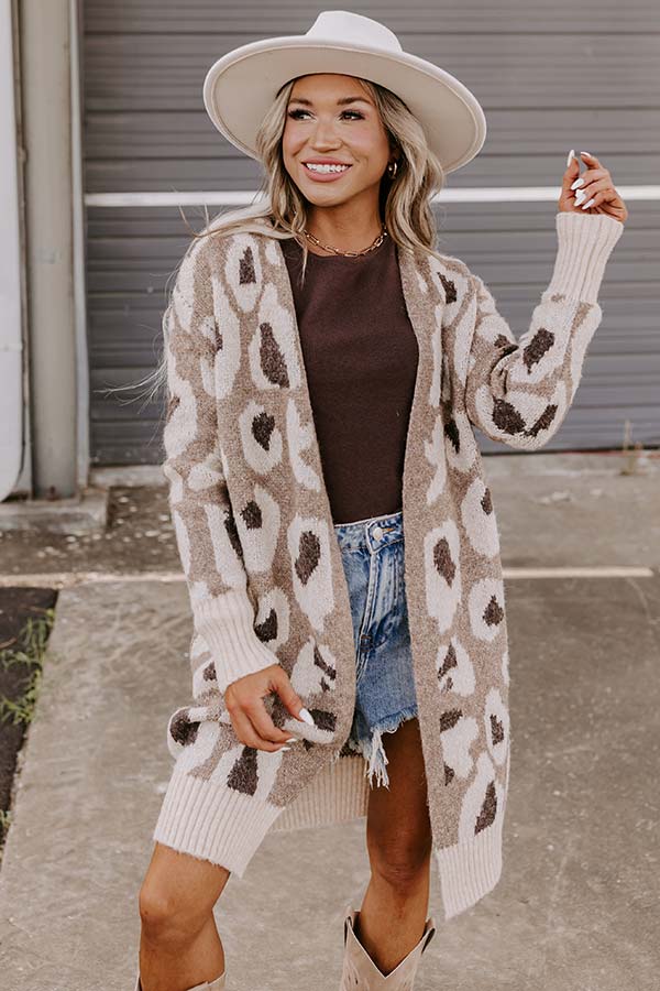 Northern Chill Leopard Cardigan In Mocha - Image 2