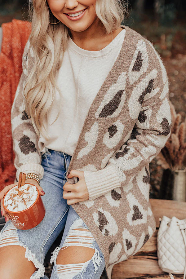 Northern Chill Leopard Cardigan In Mocha - Image 6