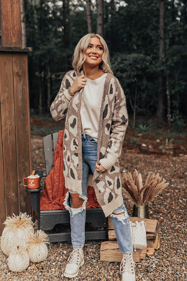 Northern Chill Leopard Cardigan In Mocha - Image 8