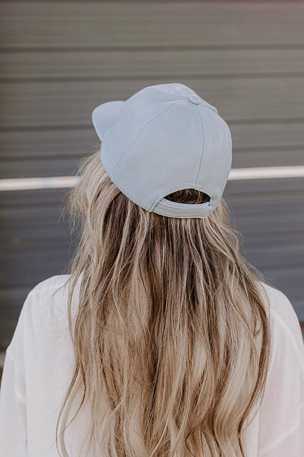 On The Daily Faux Leather Baseball Cap In Airy Blue - Image 5