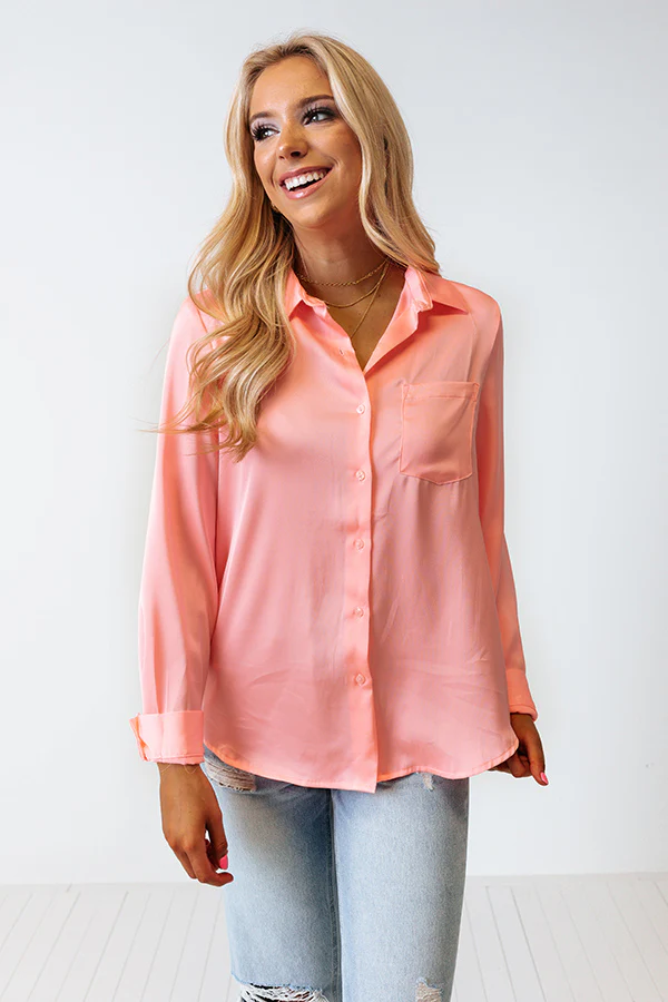 Once In A Lifetime Satin Top In Neon Pink - Image 5
