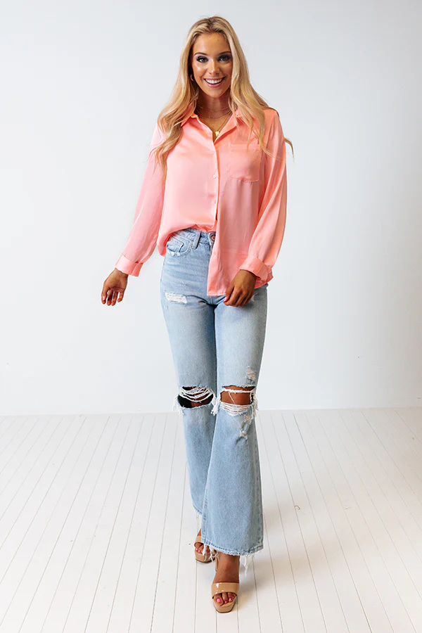 Once In A Lifetime Satin Top In Neon Pink - Image 6