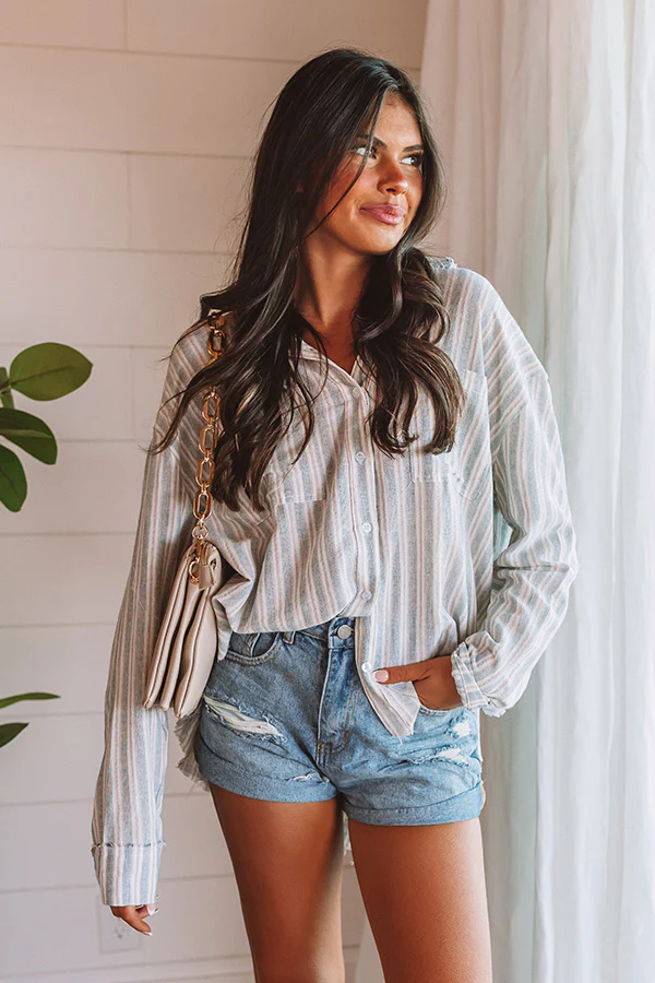 Out Of Line Button Up Top In Red - Image 5
