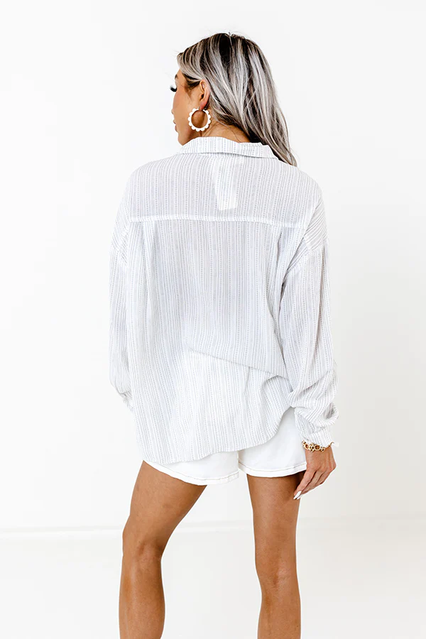 Out Of Line Button Up Top in White - Image 3