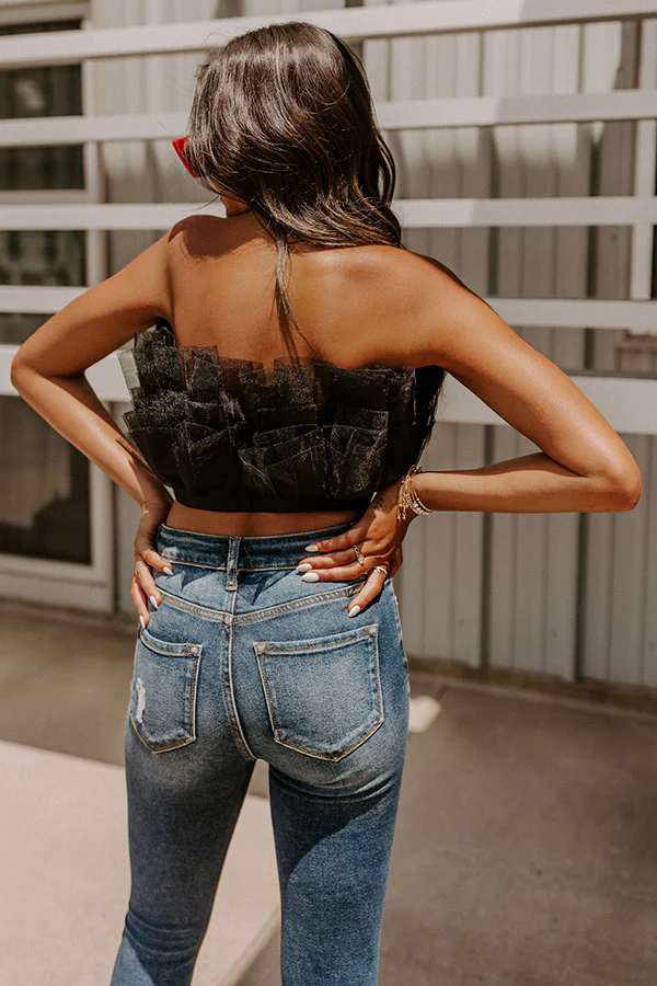 Out Past Midnight Tulle Crop Top In Black - Image 10