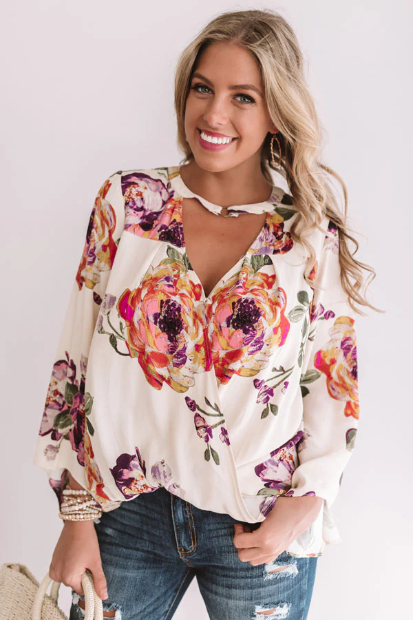 Palms And Kisses Floral Top - Image 2