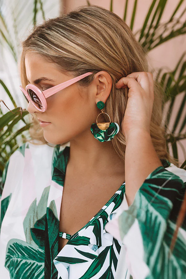 Palms And Prosecco Earrings In Green - Image 6