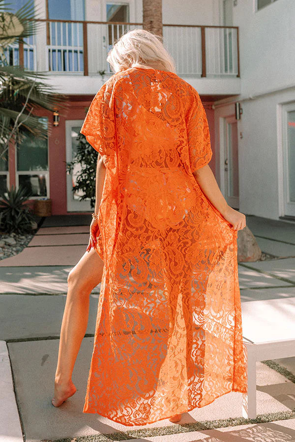 Palms Party Lace Tunic In Tangerine - Image 6