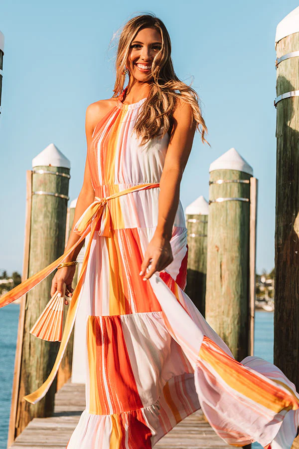 Paradise Passion Halter Maxi Dress in Tangerine - Image 2