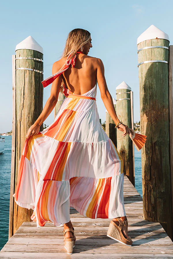 Paradise Passion Halter Maxi Dress in Tangerine - Image 6