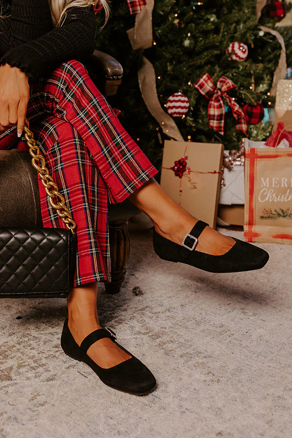 Paris Dreaming Faux Suede Flat in Black - Image 3
