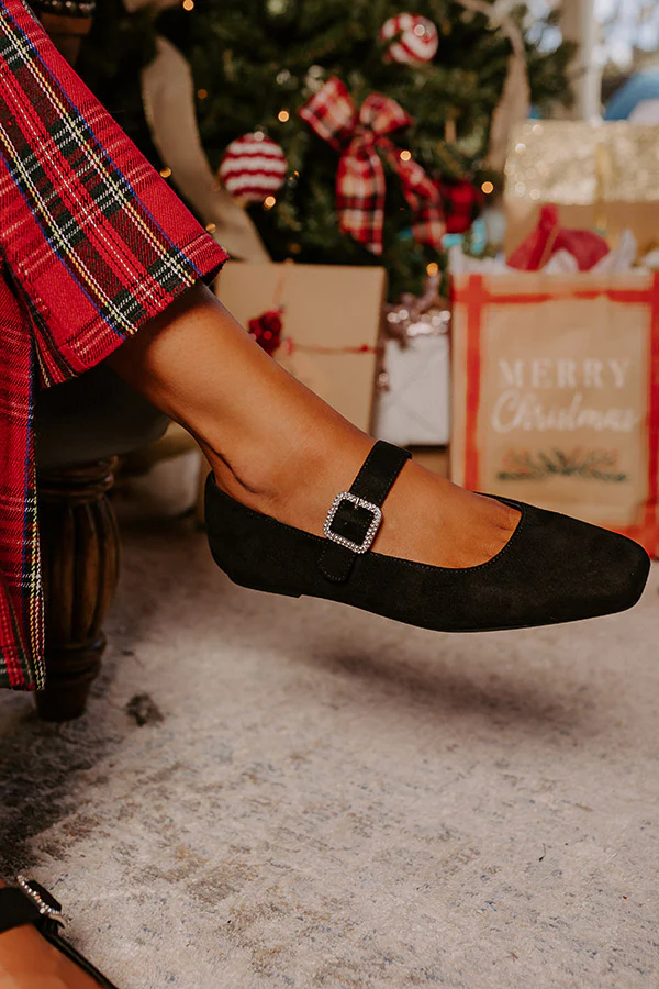 Paris Dreaming Faux Suede Flat in Black - Image 4