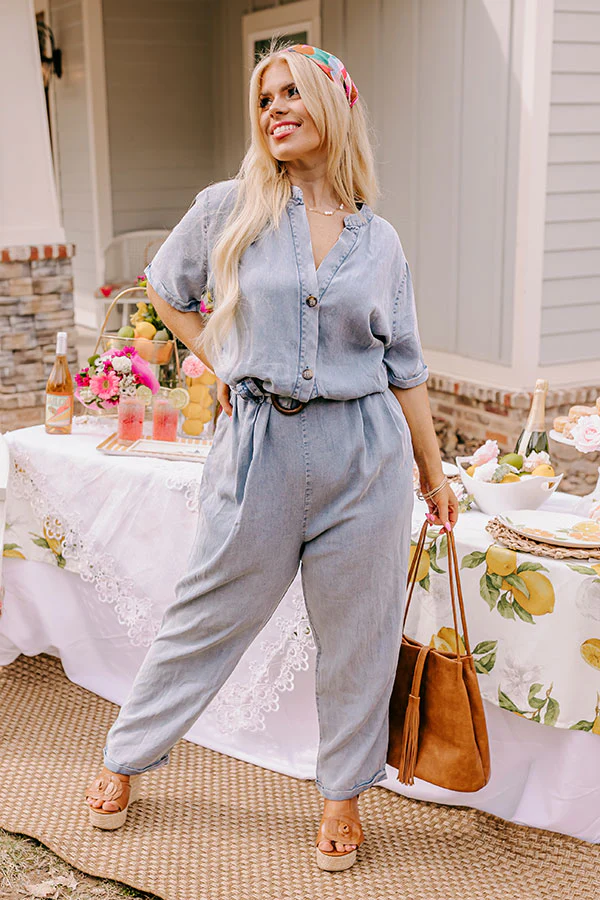 Path to Happiness Chambray Jumpsuit Curves - Image 2