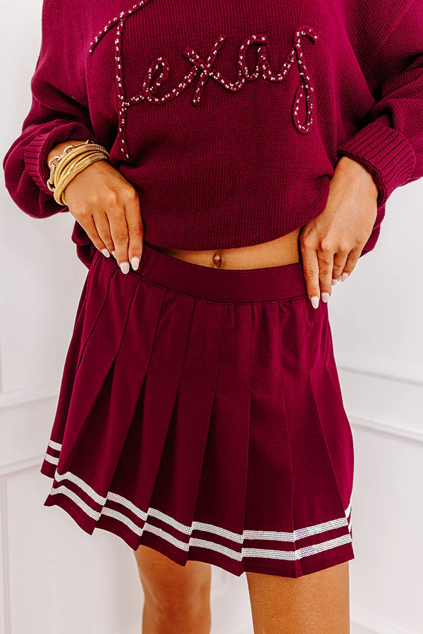 Pep Squad High Waist Pleated Skort in Maroon - Image 6