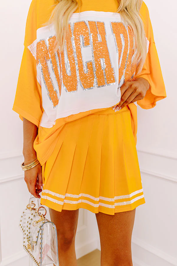 Pep Squad High Waist Pleated Skort in Orange - Image 5