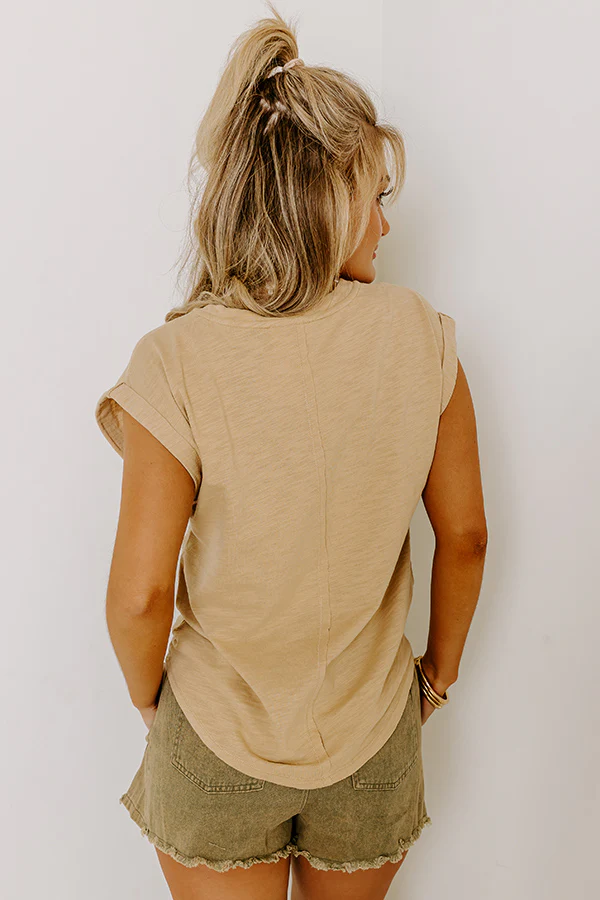 Picnic On The Beach Tee In Beige - Image 3
