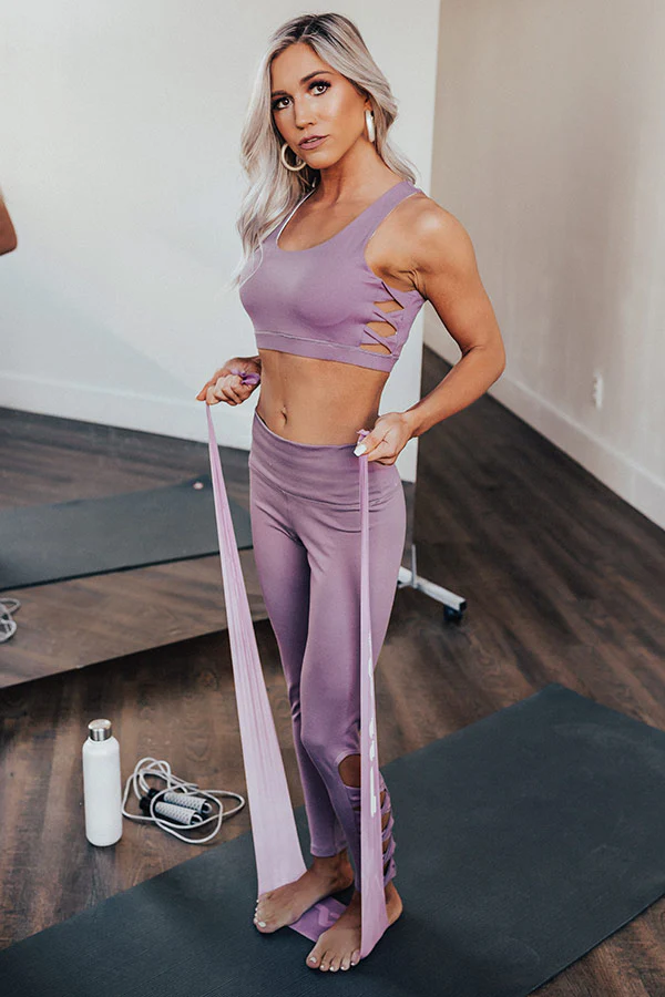 Pilates Then Prosecco High Waist Active Legging in Dusty Purple - Image 3