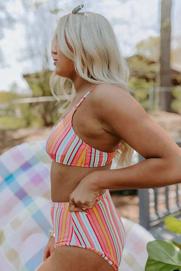 Pina Colada Please High Waist Stripe Bikini Bottom - Image 4