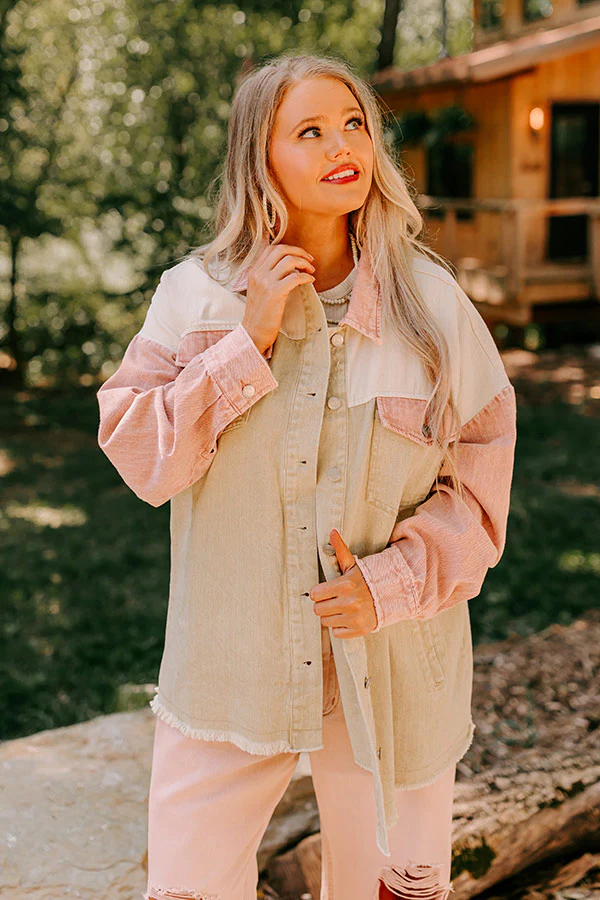 Plain And Simple Denim Jacket in Beige Curves - Image 10