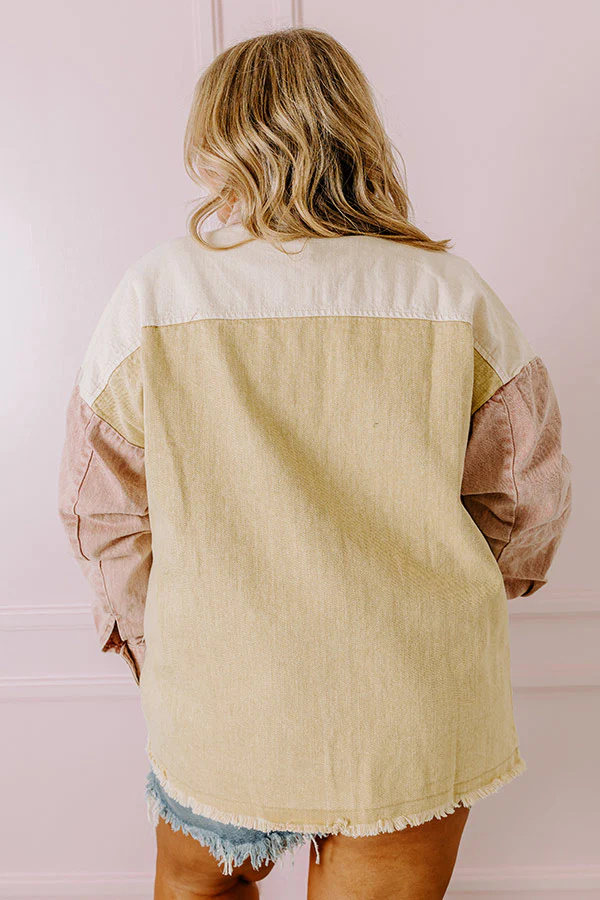 Plain And Simple Denim Jacket in Beige Curves - Image 8