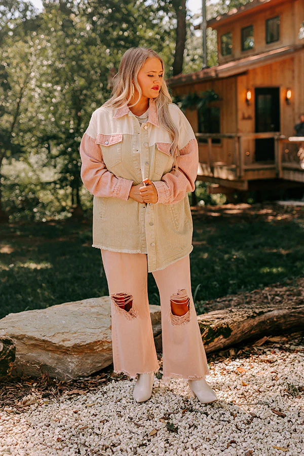 Plain And Simple Denim Jacket in Beige Curves - Image 9
