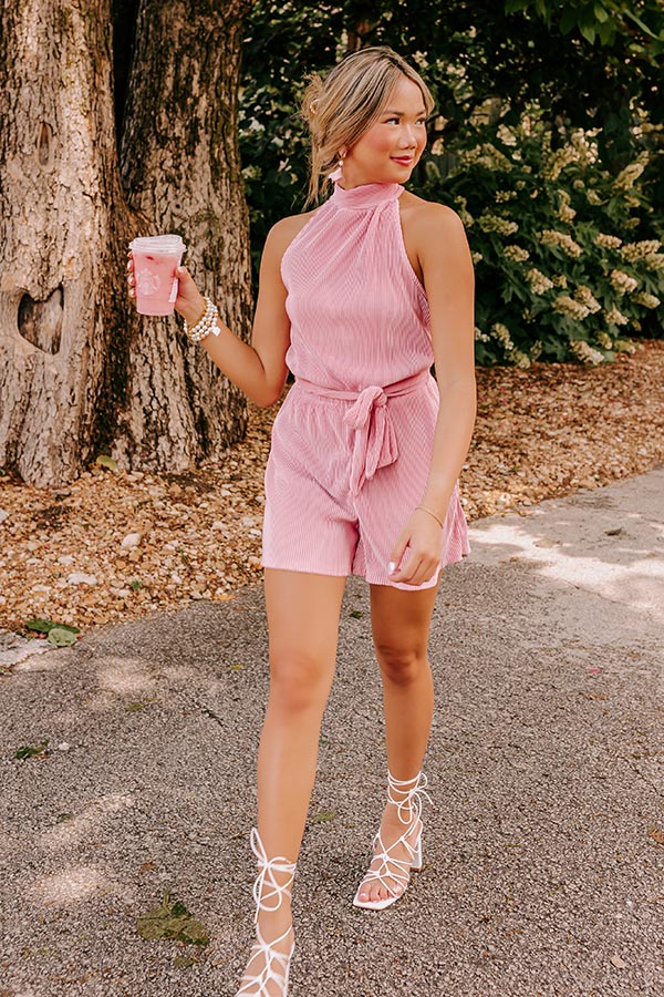Pleats To Meet You Romper In Pink - Image 4