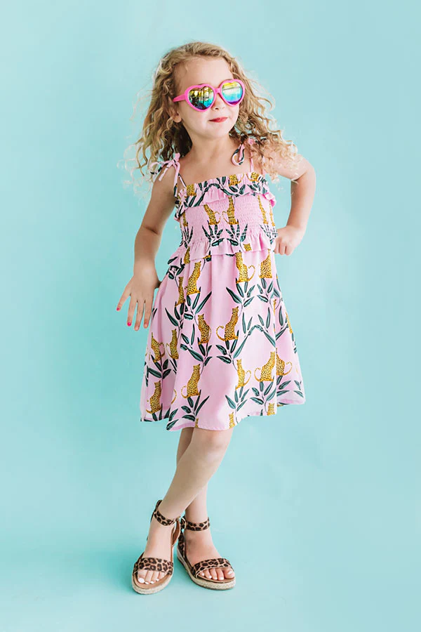 Pools And Palm Trees Children's Smocked Dress - Image 4