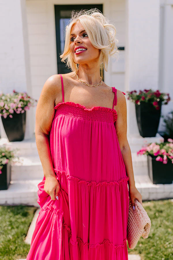 Poolside Dip Midi In Hot Pink Curves - Image 3