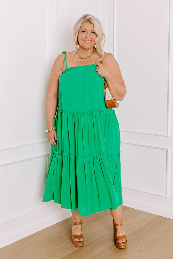 Poolside Dip Midi In Kelly Green Curves