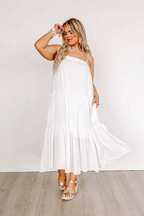 Poolside Dip Midi In White Curves
