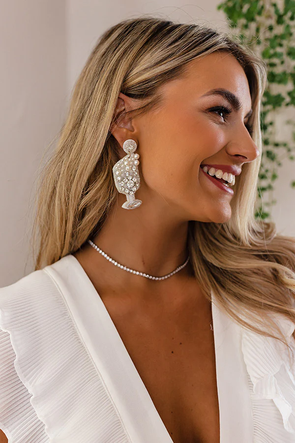 Pop The Bubbly Beaded Earrings In Silver - Image 3